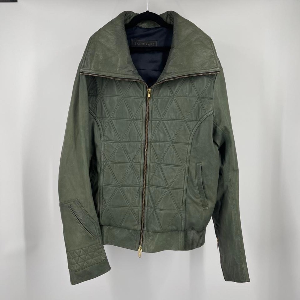 Skingraft Jonny Cota Leather Moto Jacket Rare Medium Quilted Designer Collar Zip